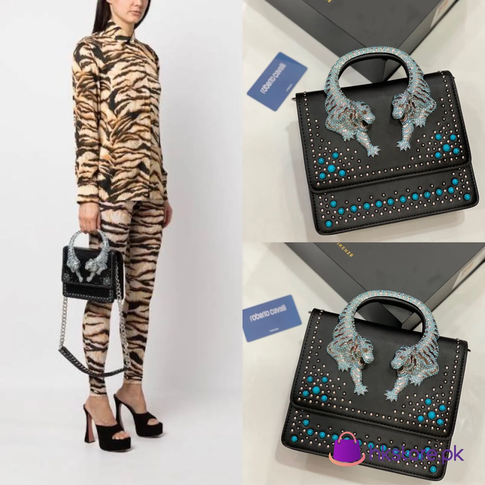 Roberto Cavalli Tiger Handle Shoulder Bag
