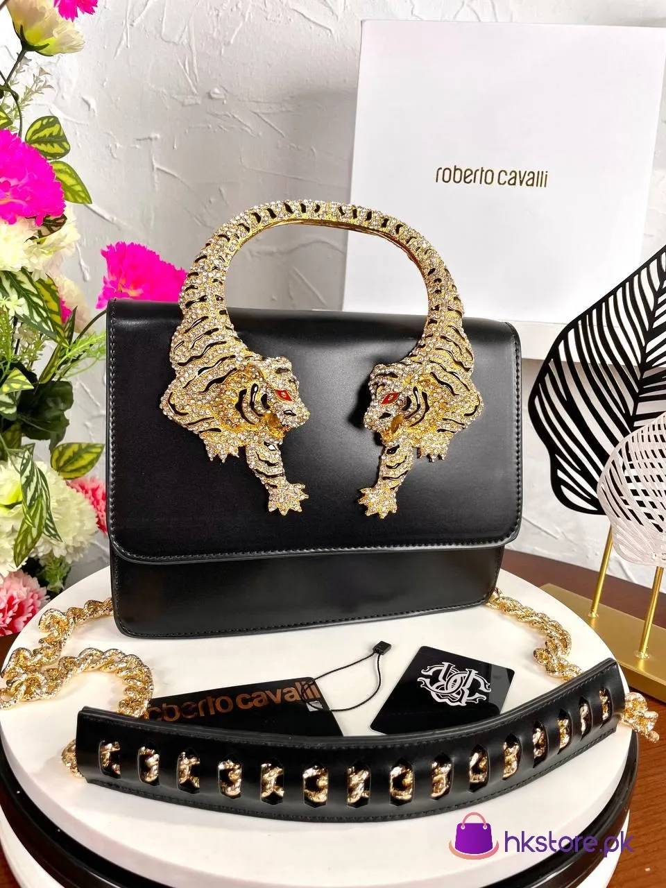 Roberto Cavalli Tiger Handle Shoulder Bag