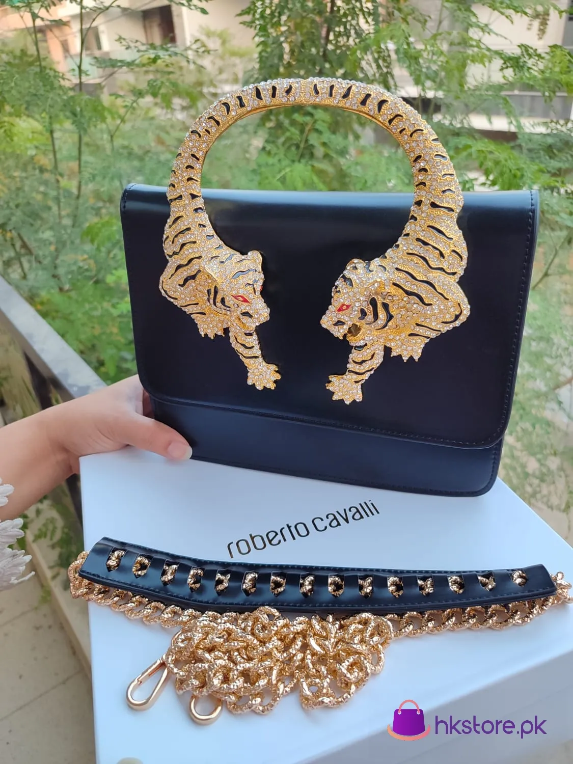 Roberto Cavalli Tiger Handle Shoulder Bag